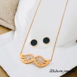 Conjunto rosa oro acero inoxidable alas
