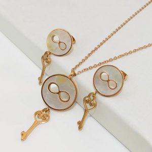 Collar y aretes mujer acero inoxidable llave infinitum
