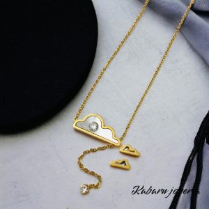 Conjunto mujer acero inoxidable dorado moda concha nubes