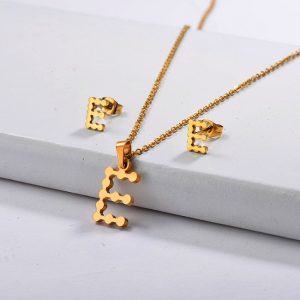 Conjunto economico acero inoxidable moda letra E