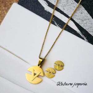 Conjunto mujer acero inoxidable moda circulo V