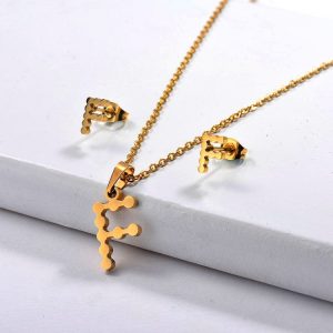 Conjunto mujer acero inoxidable moda letra F