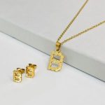 Conjunto economico acero inoxidable moda letra B