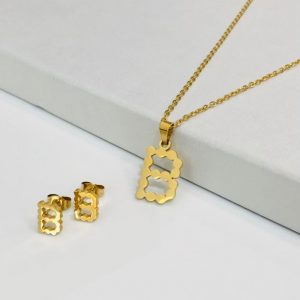 Conjunto economico acero inoxidable moda letra B