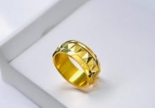 Anillo dorado acero inoxidable moda picos T6