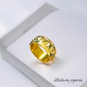Anillo dorado acero inoxidable moda picos T6