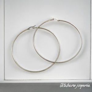 Arracadas circular color plata 95 mm Acero inoxidable 316L