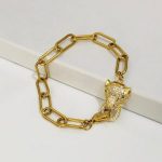 Pulsera dorada acero inoxidable cabeza de tigre