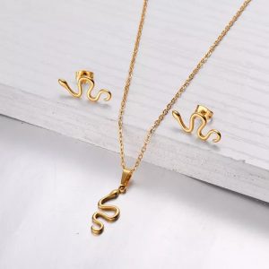 Conjunto dorado acero inoxidable serpientes