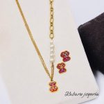 Conjunto dorado acero inoxidable perla Ositos