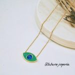 Collar dorado acero inoxidable ojo turco verde