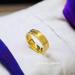 Anillo T6 matrimonio acero inoxidable dorado escarchado