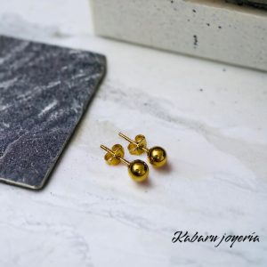 Aretes dorados de bola acero inoxidable 316L