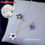 Collar acero inoxidable estrellas negra blanca y azul