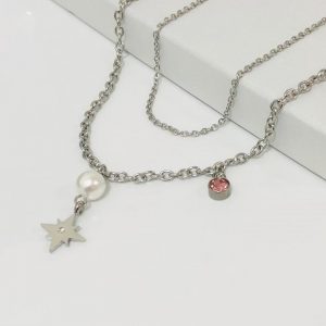 Collar 2 lienzos acero inoxidable estrella