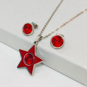 Conjunto acero inoxidable estrella roja