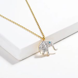 Collar dorado acero inoxidable empastado elefante