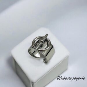 Anillo ajustable acero inoxidable color plata ancho