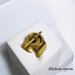 Anillo ajustable acero inoxidable dorado ancho