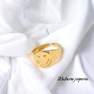 Anillo ajustable dorado acero inoxidable emoji