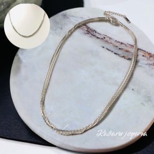 Collar color plata multiple acero inoxidable