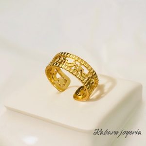 Anillo ajustable dorado acero inoxidable