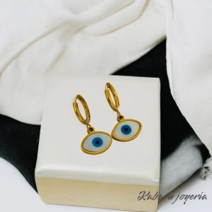 Aretes dorados acero inoxidable ojo turco