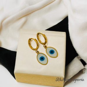 Aretes dorados acero inoxidable ojo turco