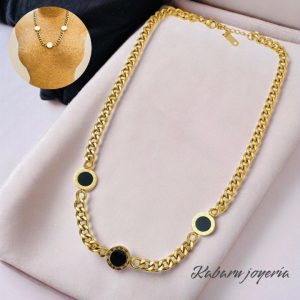 Collar dorado acero inoxidable numeros romanos