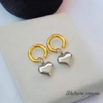 Aretes 2 tonos acero inoxidable corazon