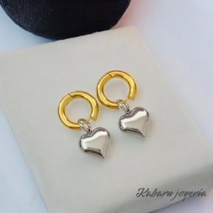 Aretes 2 tonos acero inoxidable corazon