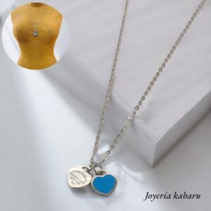Collar color plata acero inoxidable corazones
