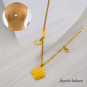 Collar dorado acero inoxidable trebol