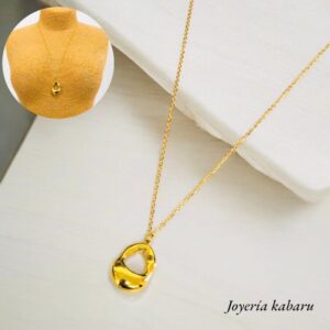 Collar dorado acero inoxidable oval
