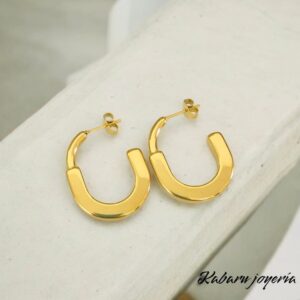 Pendientes dorados acero inoxidable hebilla