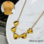 Collar dorado acero inoxidable corazones colgantes