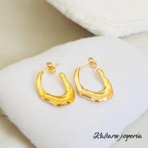 Aretes dorados acero inoxidable retros 24 mm