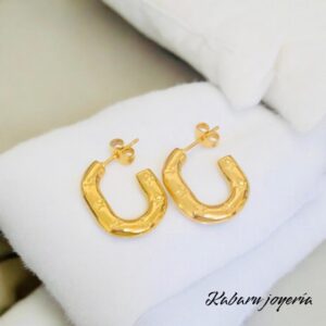 Aretes dorados acero inoxidable tipo U 21 mm