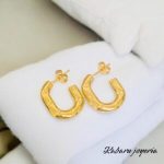 Aretes dorados acero inoxidable tipo U 21 mm