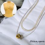 Collar 2 lienzos dorado y plata acero inoxidable dijes arracadas