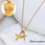 Collar dorado acero inoxidable dijes cruces