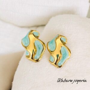 Pendientes color azul acero inoxidable vintage