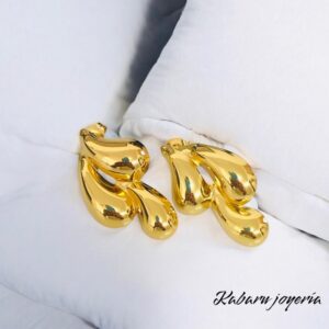 Pendientes dorados acero inoxidable gotas