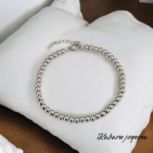Pulsera color plata acero inoxidable bolas