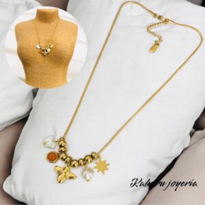 Collar dorado acero inoxidable dijes colgantes