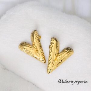 Pendientes dorados acero inoxidable corazon