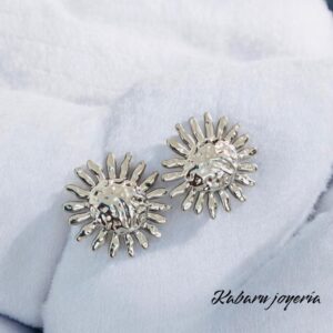Pendientes color plata acero inoxidable Sol
