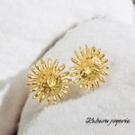 Pendientes dorados acero inoxidable Sol