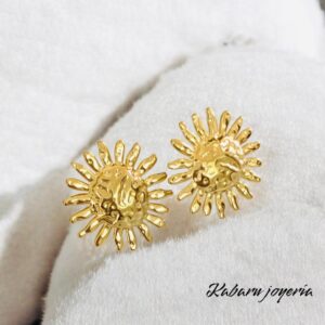 Pendientes dorados acero inoxidable Sol