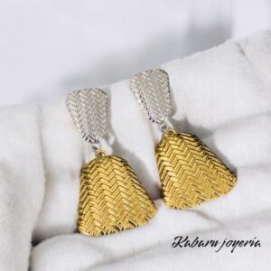 Pendientes 2 tonos acero inoxidable gotas